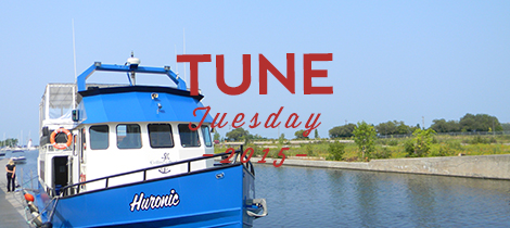 White and Blue boat -