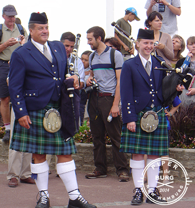 Bagpipers standing at ease